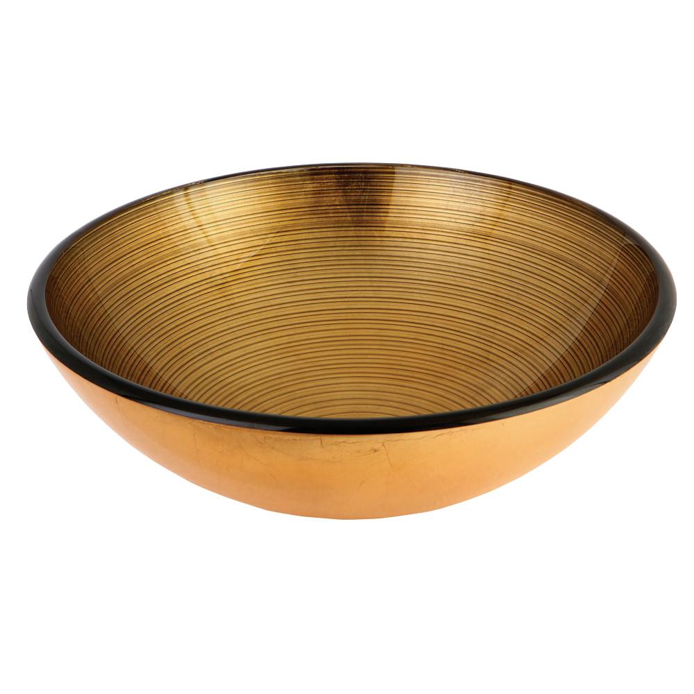 Fauceture EVSPFA1 Venice 16-1/2" Diameter Round Vessel Glass Sink, Gold Bathroom Sink Kingston Brass Light Yellow 
