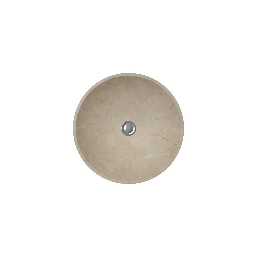 Cantrio Round Marble Vessel Bathroom Sink Creme Marfil Stone Series Cantrio 