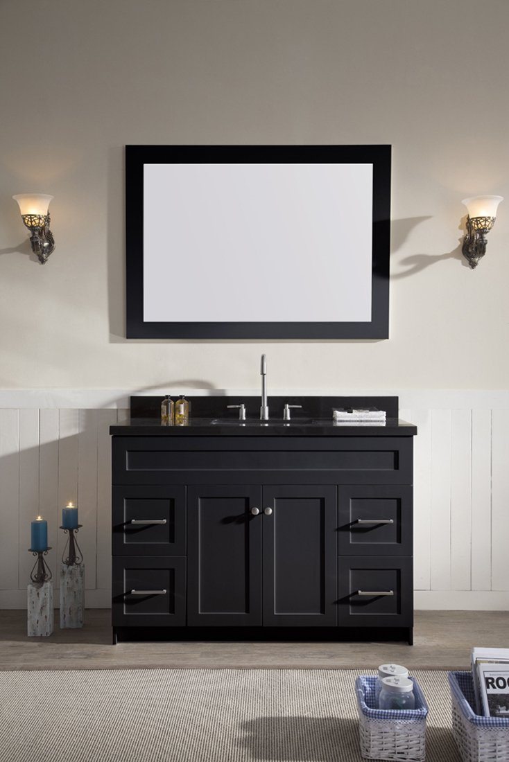 ARIEL Hamlet 49" Single Sink Vanity Set with Absolute Black Granite Countertop in Black Vanity ARIEL 