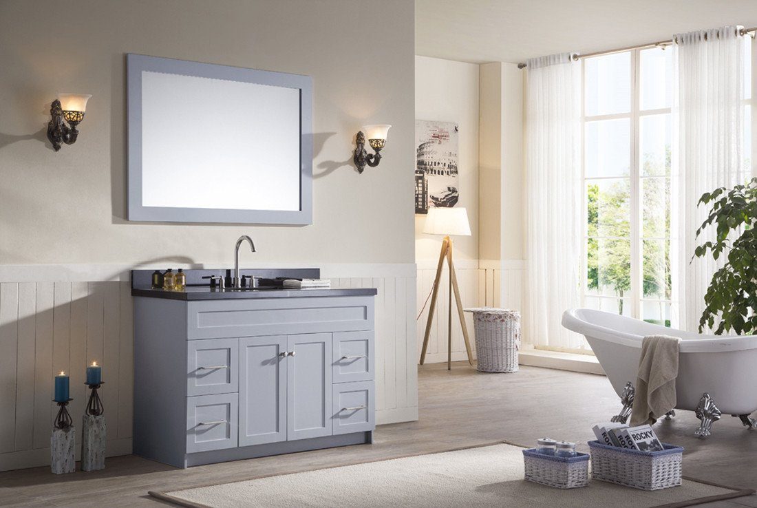 Ariel Hamlet 49" Single Sink Bathroom Vanity Set w/ Black Granite Grey Cabinet Vanity ARIEL 