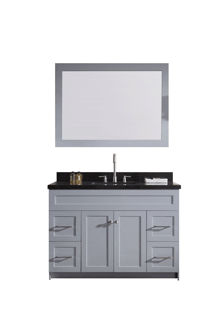 Ariel Hamlet 49" Single Sink Bathroom Vanity Set w/ Black Granite Grey Cabinet Vanity ARIEL 