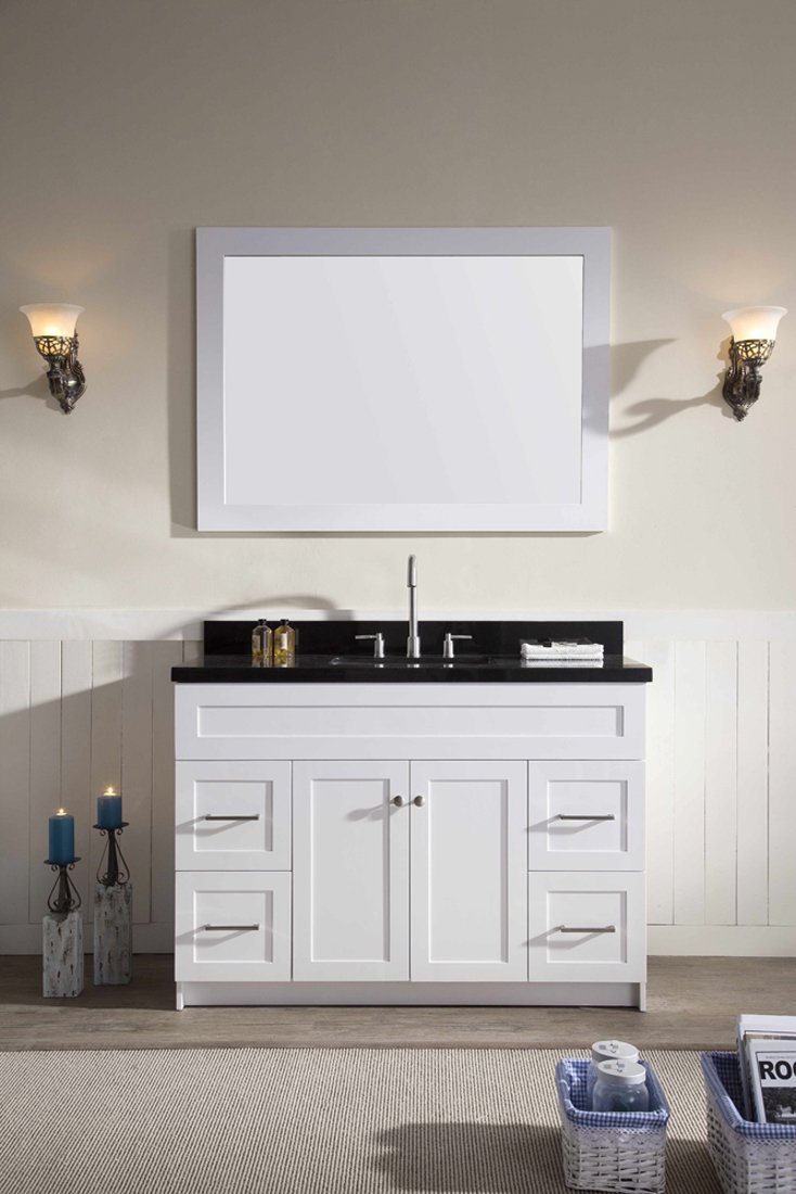 Ariel Hamlet 49" Single Sink Bathroom Vanity Set with Black Granite Countertop Vanity ARIEL 
