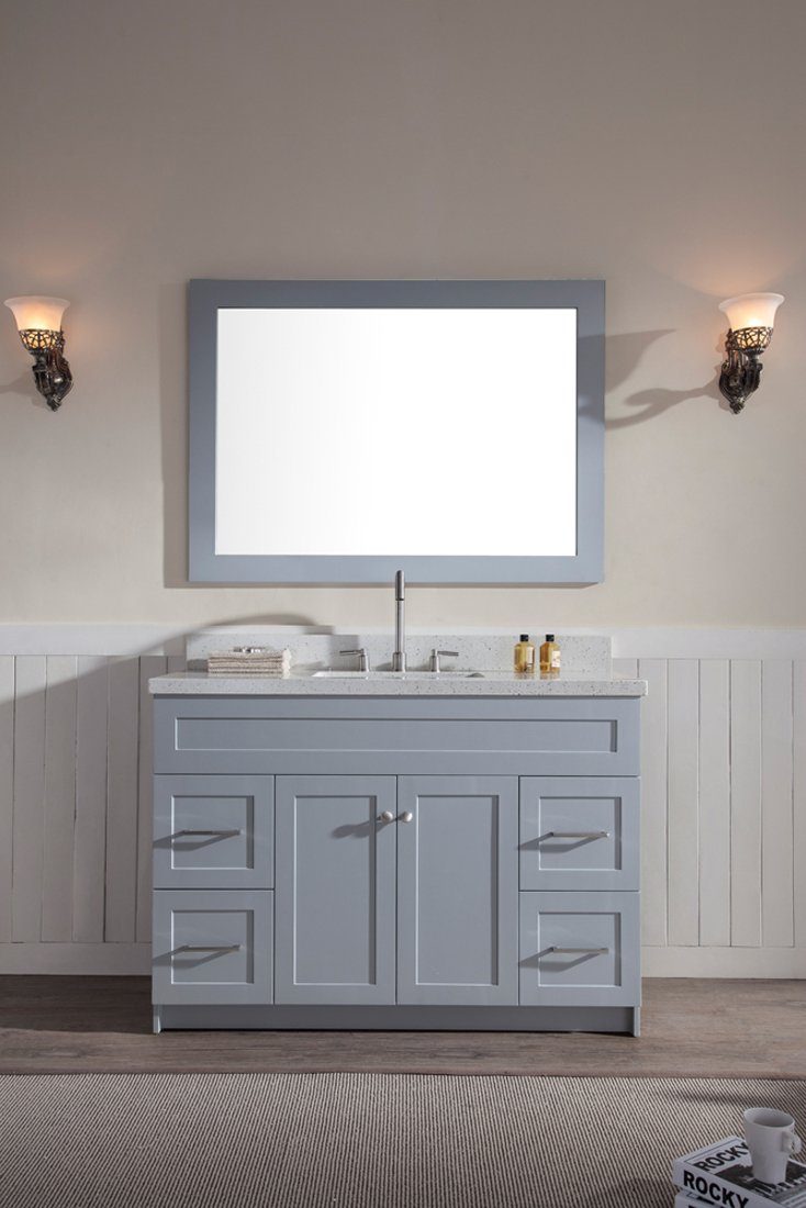 ARIEL Hamlet 49" Single Sink Vanity Set with White Quartz Countertop in Grey Vanity ARIEL 