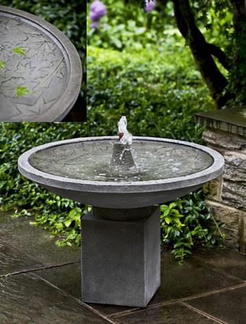 Autumn Leaves Outdoor Garden Birdbath Water Fountain Fountain Campania International 