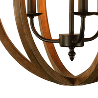 Thumbnail for Karlis Rustic Globe Chandelier Light (3-Bulb) Round, Contemporary Steel Design with Wood Pattern Finish | Classic Home, Entryway, and Foyer Décor Chandeliers Canyon Home 