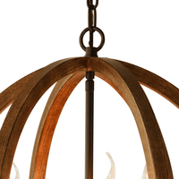 Thumbnail for Karlis Rustic Globe Chandelier Light (3-Bulb) Round, Contemporary Steel Design with Wood Pattern Finish | Classic Home, Entryway, and Foyer Décor Chandeliers Canyon Home 