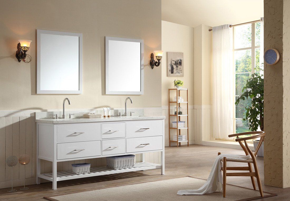 ARIEL Shakespeare 73" Double Sink Bathroom Vanity Set in Grey Vanity ARIEL 