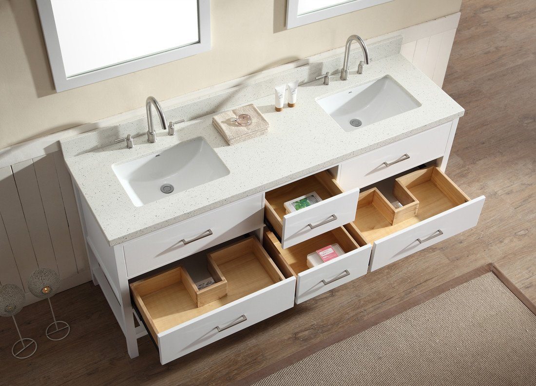 ARIEL Shakespeare 73" Double Sink Bathroom Vanity Set in Grey Vanity ARIEL 