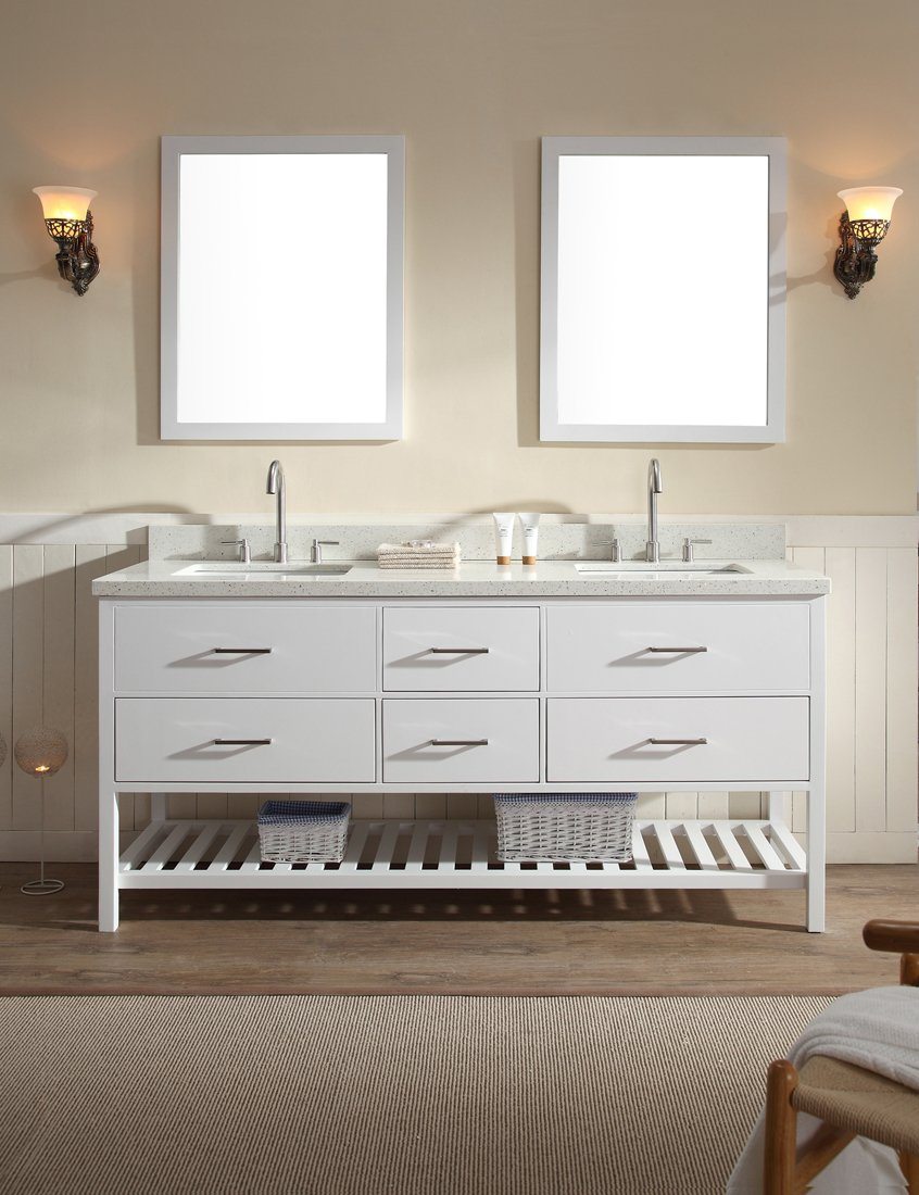 ARIEL Shakespeare 73" Double Sink Bathroom Vanity Set in Grey Vanity ARIEL 