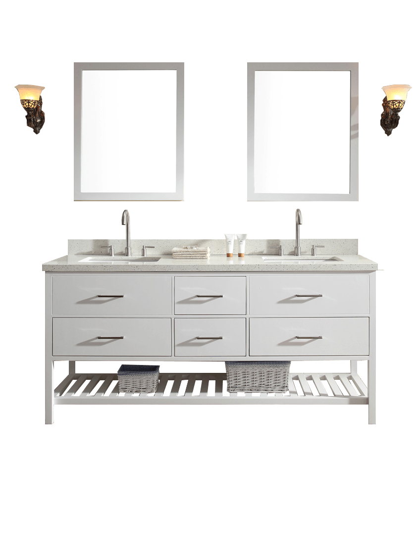 ARIEL Shakespeare 73" Double Sink Bathroom Vanity Set in Grey Vanity ARIEL 