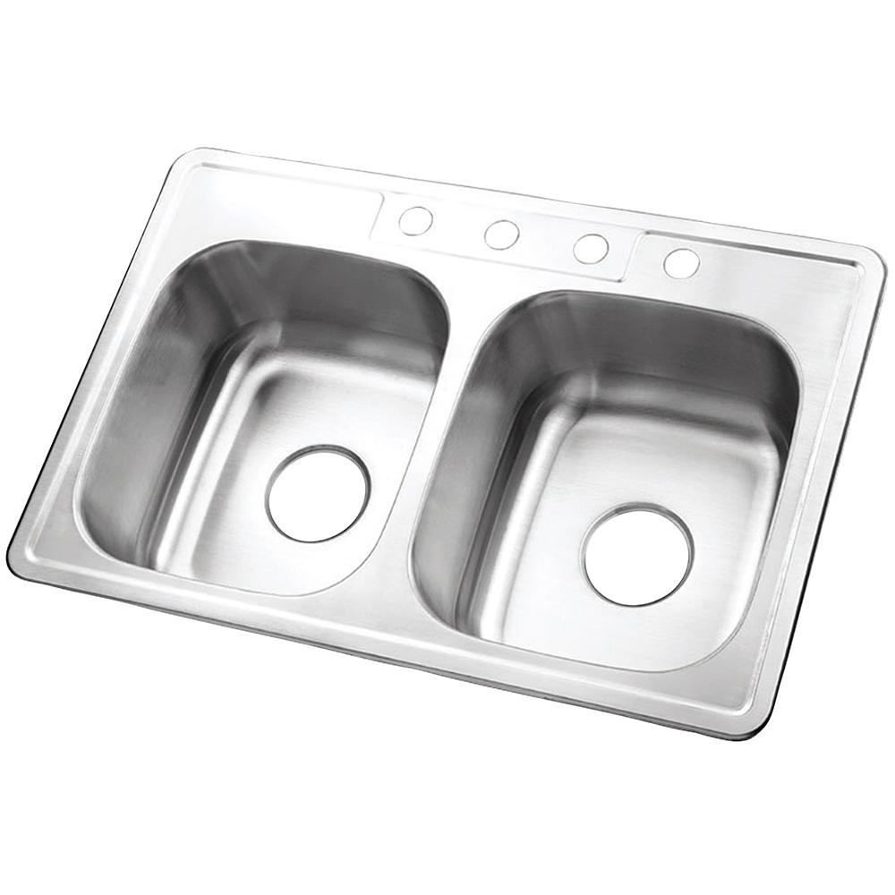 Gourmetier GKTD33228 Drop-in Double Bowl Kitchen Sink Kitchen Sink Kingston Brass Default Title 