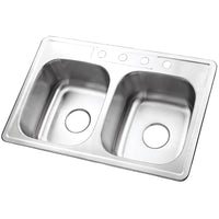 Thumbnail for Gourmetier GKTD33228 Drop-in Double Bowl Kitchen Sink Kitchen Sink Kingston Brass Default Title 