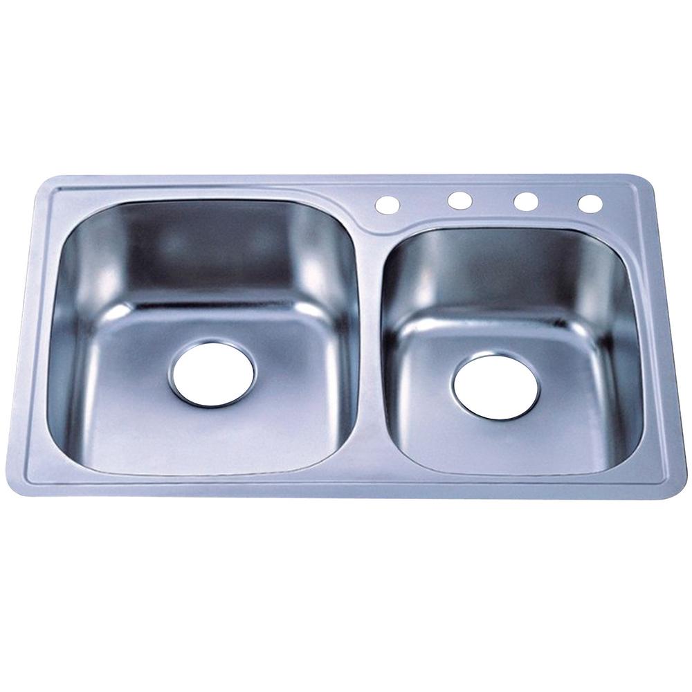 Gourmetier GKTDD3322CH Drop-in Double Bowl Kitchen Sink Kitchen Sink Kingston Brass Default Title 