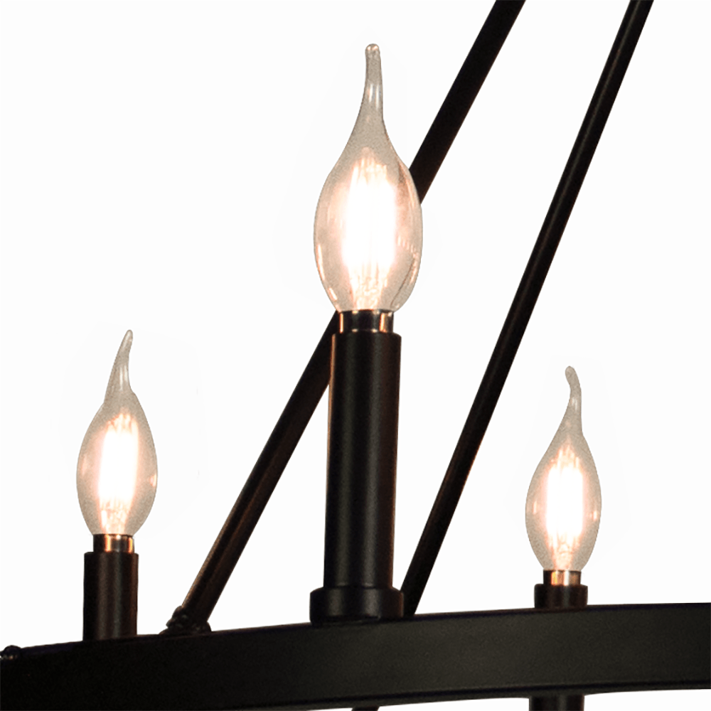Cahua 8 Light Drum Chandelier (16” Wide) Steel Frame with Wooden Pattern | Dining Room, Foyer, Entryway or Living Room Decor Chandeliers Canyon Home 