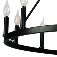 Thumbnail for Cahua 8 Light Drum Chandelier (16” Wide) Steel Frame with Wooden Pattern | Dining Room, Foyer, Entryway or Living Room Decor Chandeliers Canyon Home 