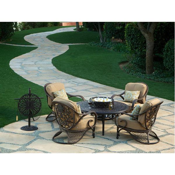 Grand Bonaire Weave 6 Piece All Inclusive Outdoor Firepit Set Outdoor Furniture Tuscan 