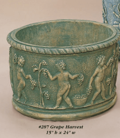 Grape Harvest Cast Stone Outdoor Garden Planter Planter Tuscan 