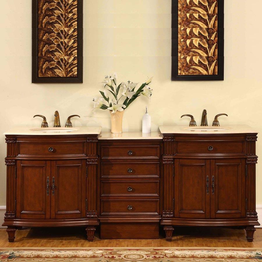 Silkroad 80" Traditional Double Sink Bathroom Vanity Vanity Silkroad Exclusive 