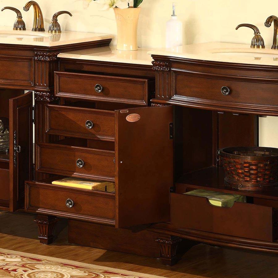 Silkroad 80" Traditional Double Sink Bathroom Vanity Vanity Silkroad Exclusive 