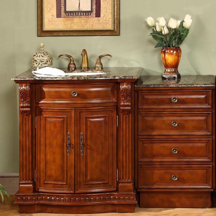 Silkroad 53" Traditional Single Sink Bathroom Vanity Vanity Silkroad Exclusive 