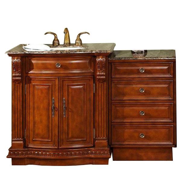 Silkroad 53" Traditional Single Sink Bathroom Vanity Vanity Silkroad Exclusive 