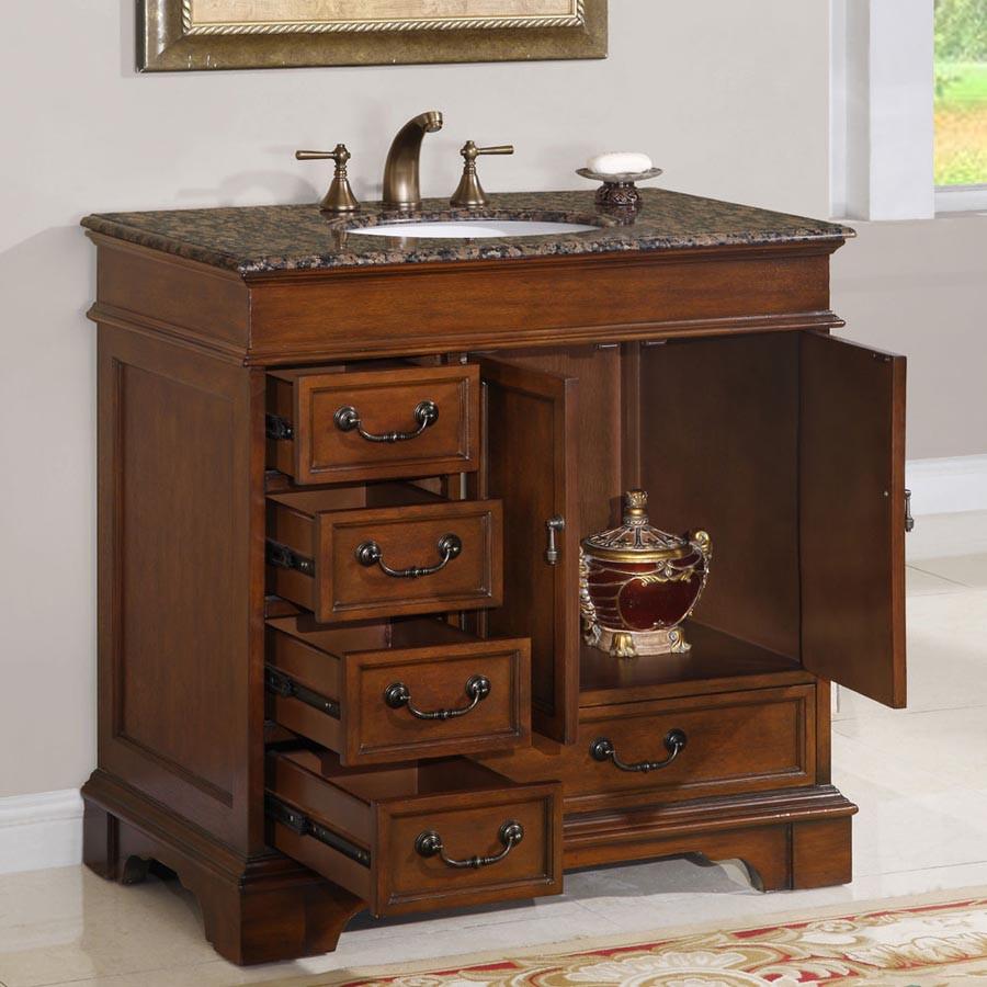 Silkroad 36" Transitional Single Sink Bathroom Vanity Vanity Silkroad Exclusive 
