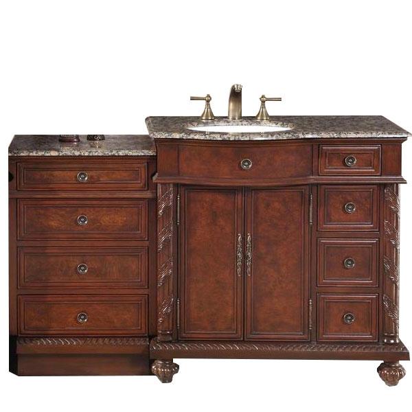 Silkroad 55.5" Traditional Single Sink Bathroom Vanity Vanity Silkroad Exclusive 
