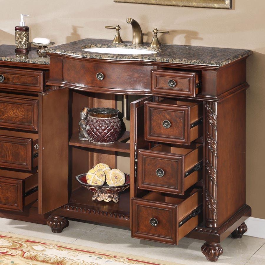 Silkroad 55.5" Traditional Single Sink Bathroom Vanity Vanity Silkroad Exclusive 
