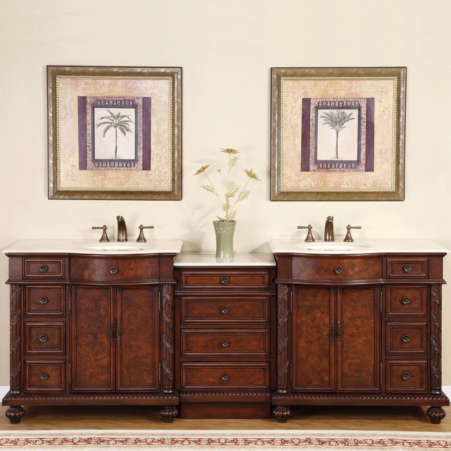 Silkroad 90.25" Traditional Double Sink Bathroom Vanity Vanity Silkroad Exclusive 