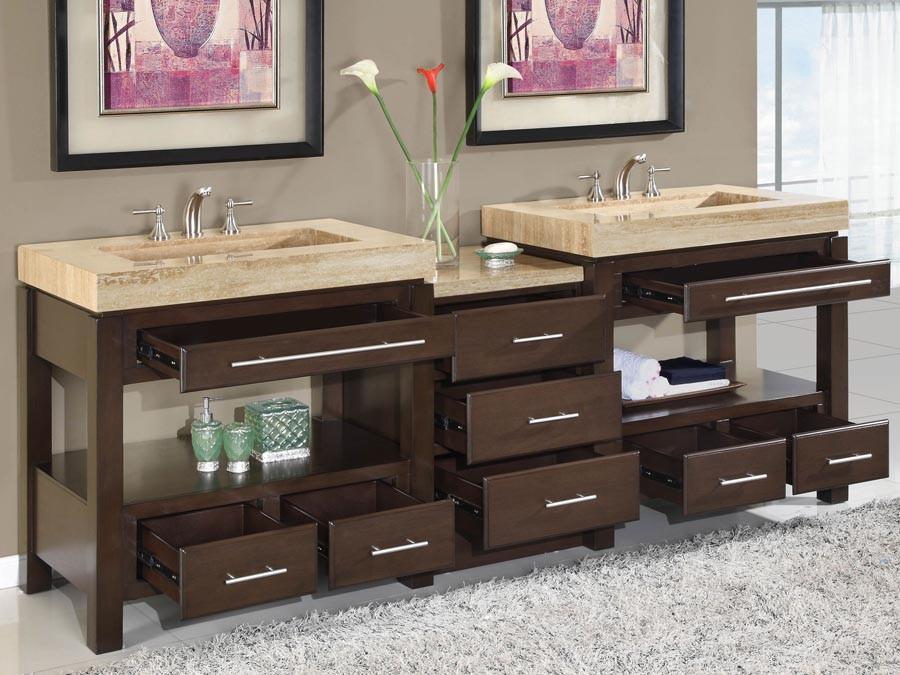 Silkroad 92" Modern Double Sink Bathroom Vanity Vanity Silkroad Exclusive 