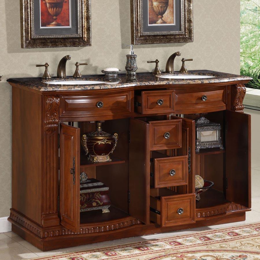 Silkroad 55" Transitional Double Sink Bathroom Vanity Vanity Silkroad Exclusive 