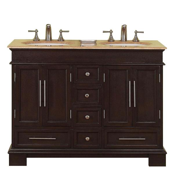 Silkroad 48" Transitional Double Sink Bathroom Vanity Vanity Silkroad Exclusive 