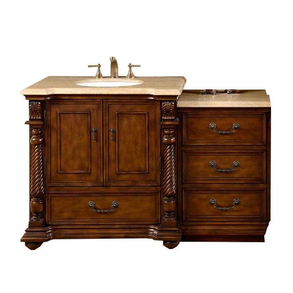 Silkroad 57" Transitional Single Sink Bathroom Vanity Vanity Silkroad Exclusive 
