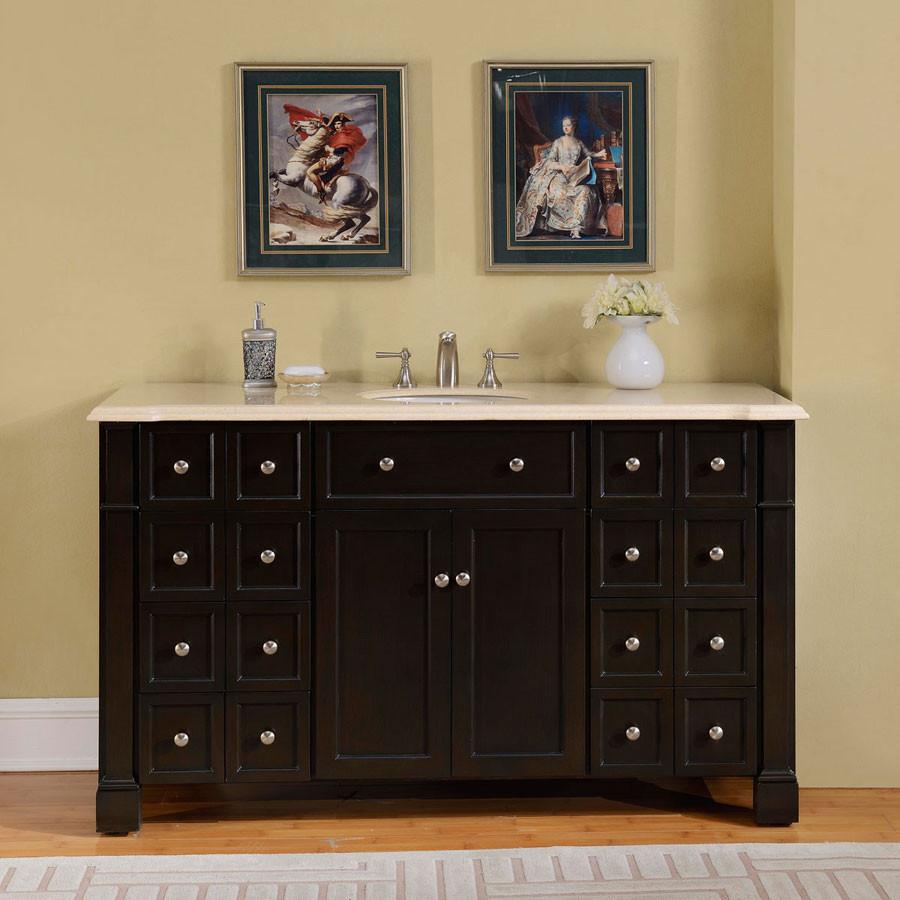 Silkroad 60" Transitional Single Sink Bathroom Vanity Vanity Silkroad Exclusive 