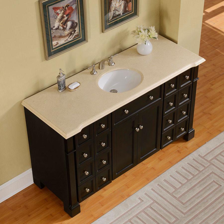 Silkroad 60" Transitional Single Sink Bathroom Vanity Vanity Silkroad Exclusive 