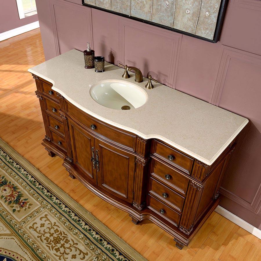 Silkroad 60" Transitional Single Sink Bathroom Vanity Vanity Silkroad Exclusive 