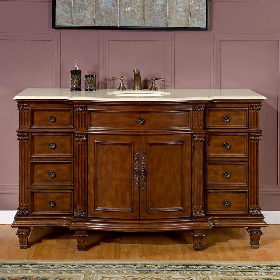 Silkroad 60" Transitional Single Sink Bathroom Vanity Vanity Silkroad Exclusive 