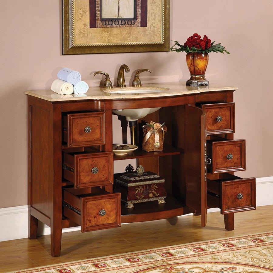 Silkroad 48" Transitional Single Sink Bathroom Vanity Vanity Silkroad Exclusive 