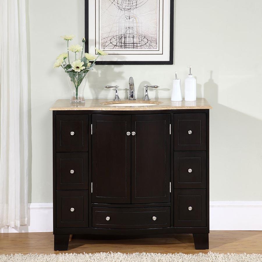 Silkroad 40" Transitional Single Sink Bathroom Vanity Vanity Silkroad Exclusive 