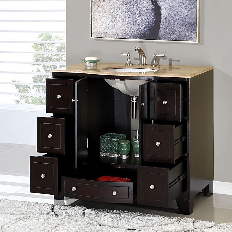 Silkroad 40" Transitional Single Sink Bathroom Vanity Vanity Silkroad Exclusive 