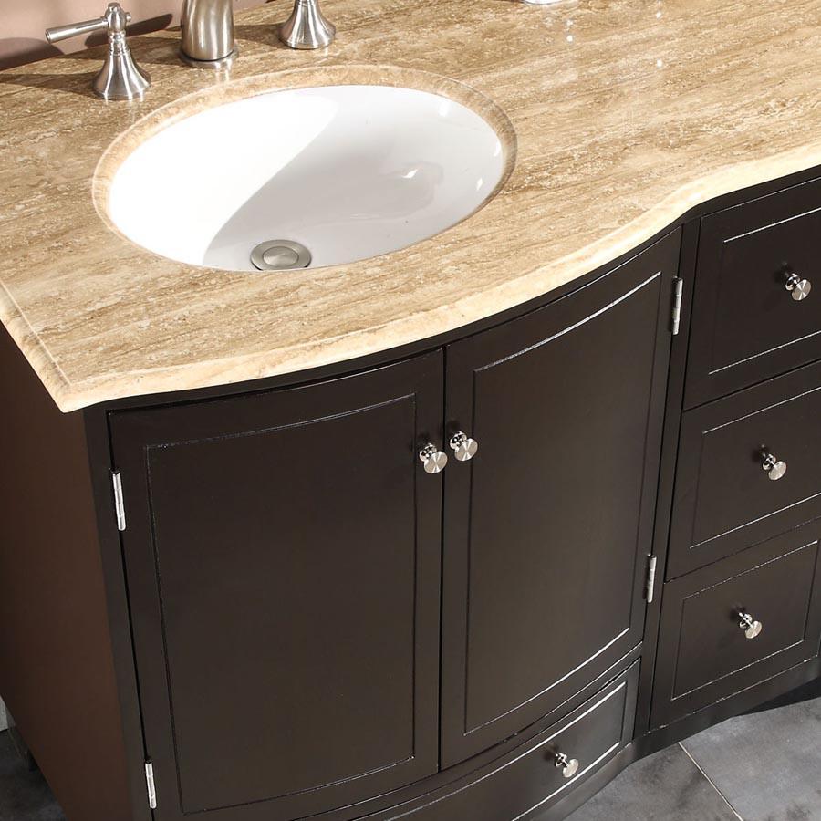 Silkroad 60" Transitional Double Sink Bathroom Vanity Vanity Silkroad Exclusive 