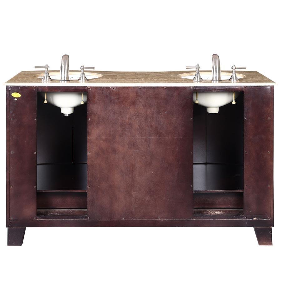 Silkroad 60" Transitional Double Sink Bathroom Vanity Vanity Silkroad Exclusive 