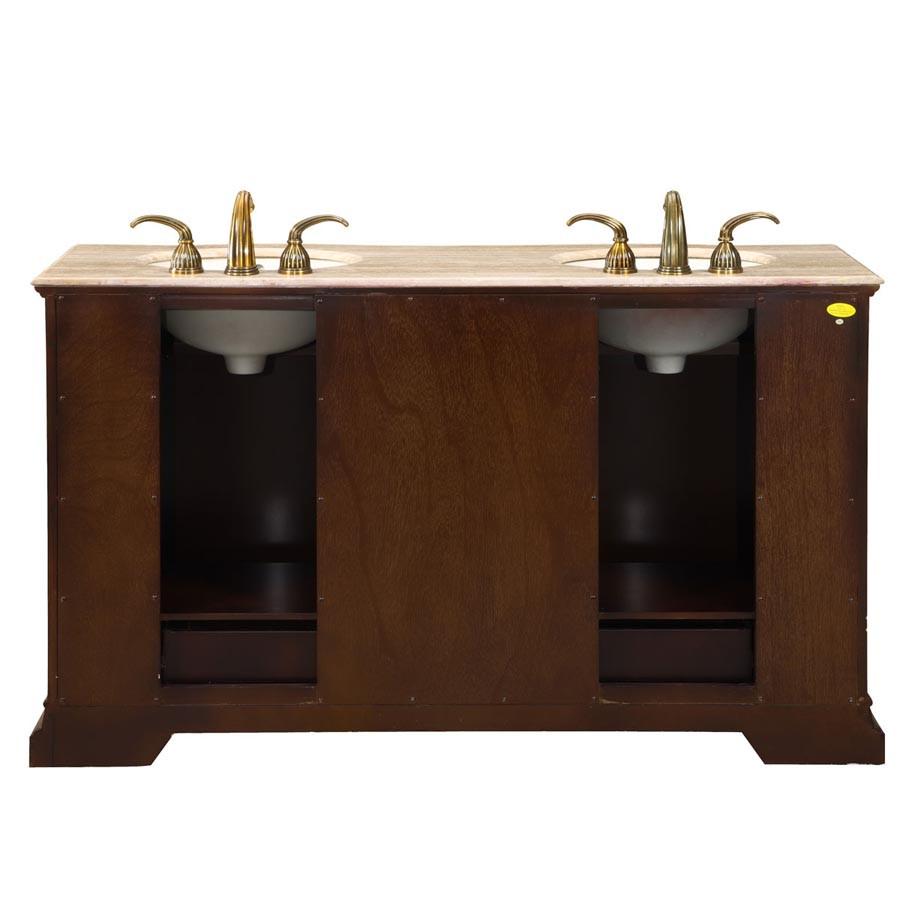 Silkroad 60" Traditional Double Sink Bathroom Vanity Vanity Silkroad Exclusive 