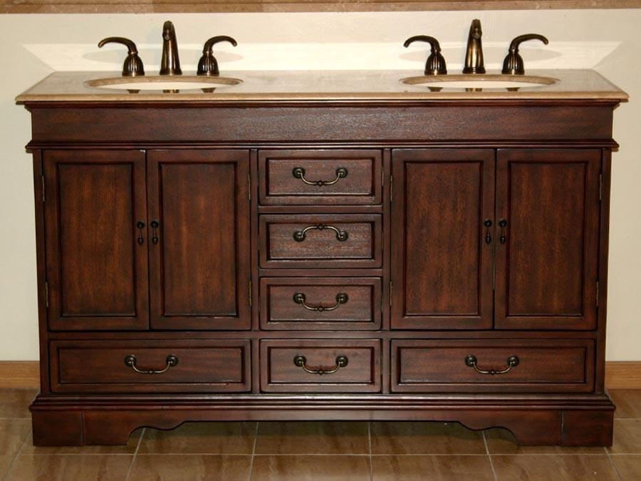Silkroad 60" Traditional Double Sink Bathroom Vanity Vanity Silkroad Exclusive 