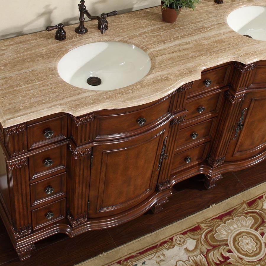 Silkroad 72" Traditional Double Sink Bathroom Vanity Vanity Silkroad Exclusive 