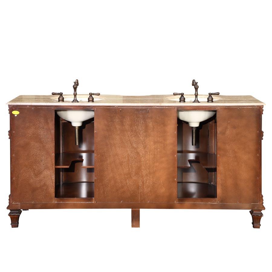 Silkroad 72" Traditional Double Sink Bathroom Vanity Vanity Silkroad Exclusive 