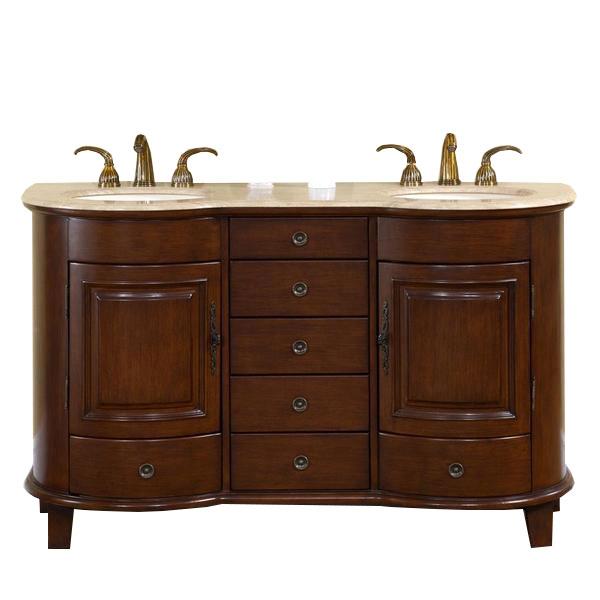 Silkroad 59" Traditional Double Sink Bathroom Vanity Vanity Silkroad Exclusive 