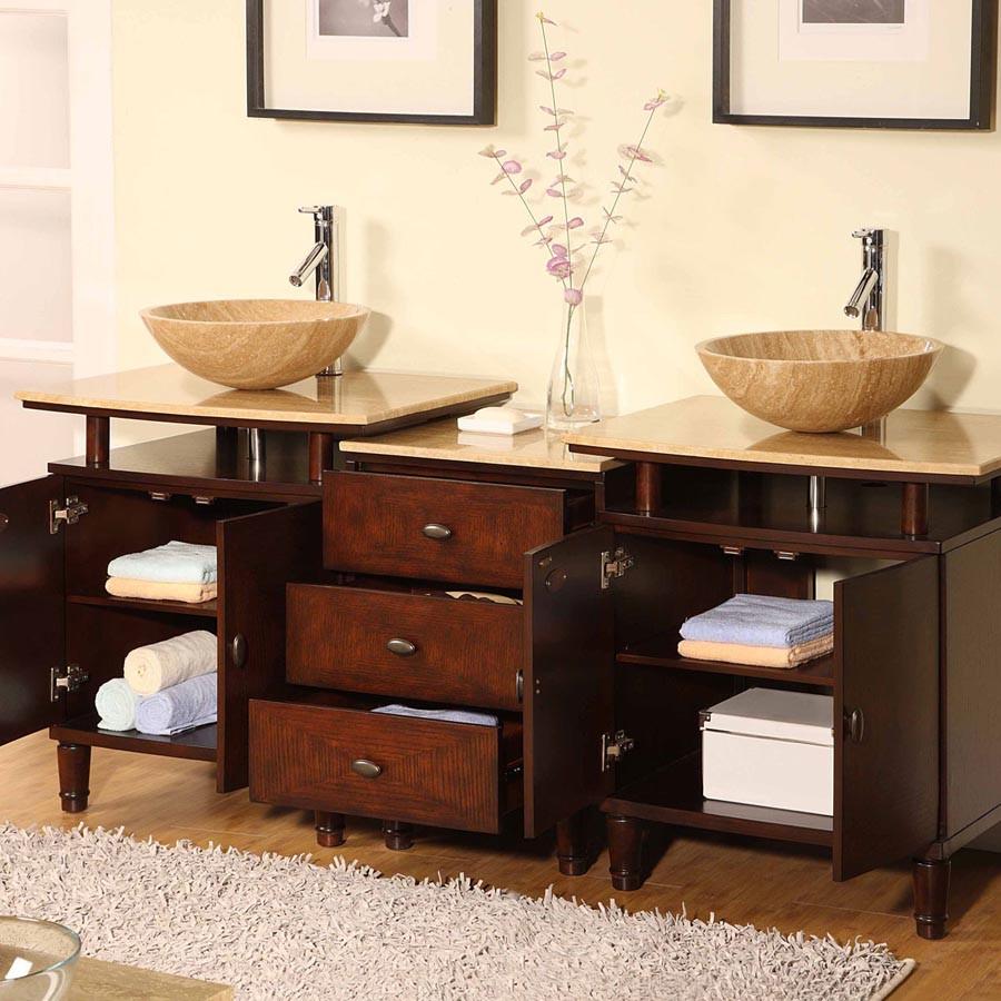 Silkroad 73" Modern Double Sink Bathroom Vanity Vanity Silkroad Exclusive 
