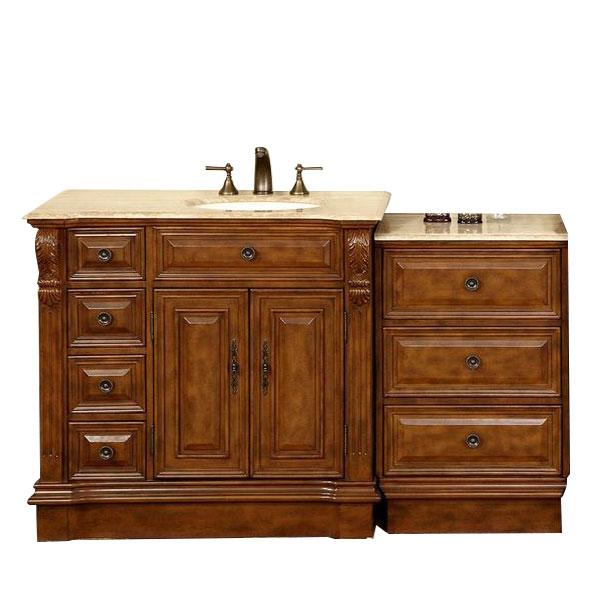 Silkroad 58" Transitional Single Sink Bathroom Vanity Vanity Silkroad Exclusive 
