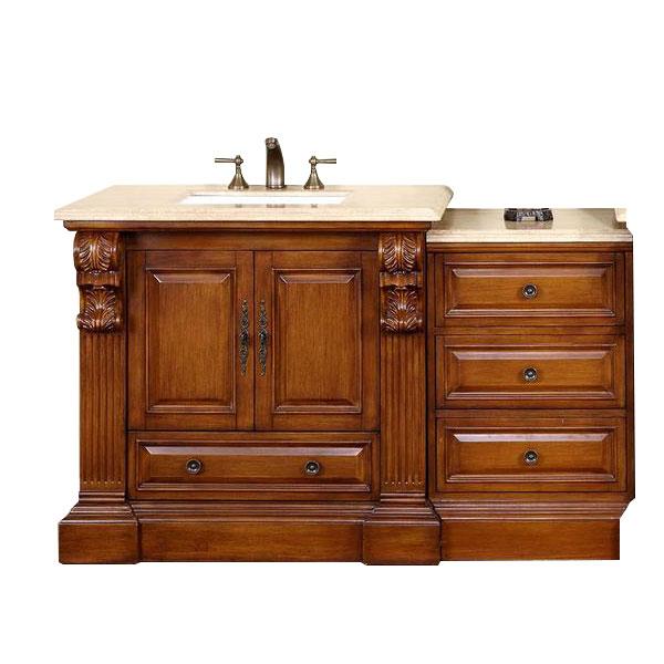 Silkroad 58" Transitional Single Sink Bathroom Vanity Vanity Silkroad Exclusive 
